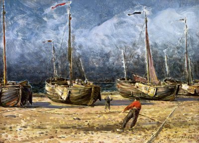 Fishing Boats at the Shore by Ignacy Aleksander Gierymski